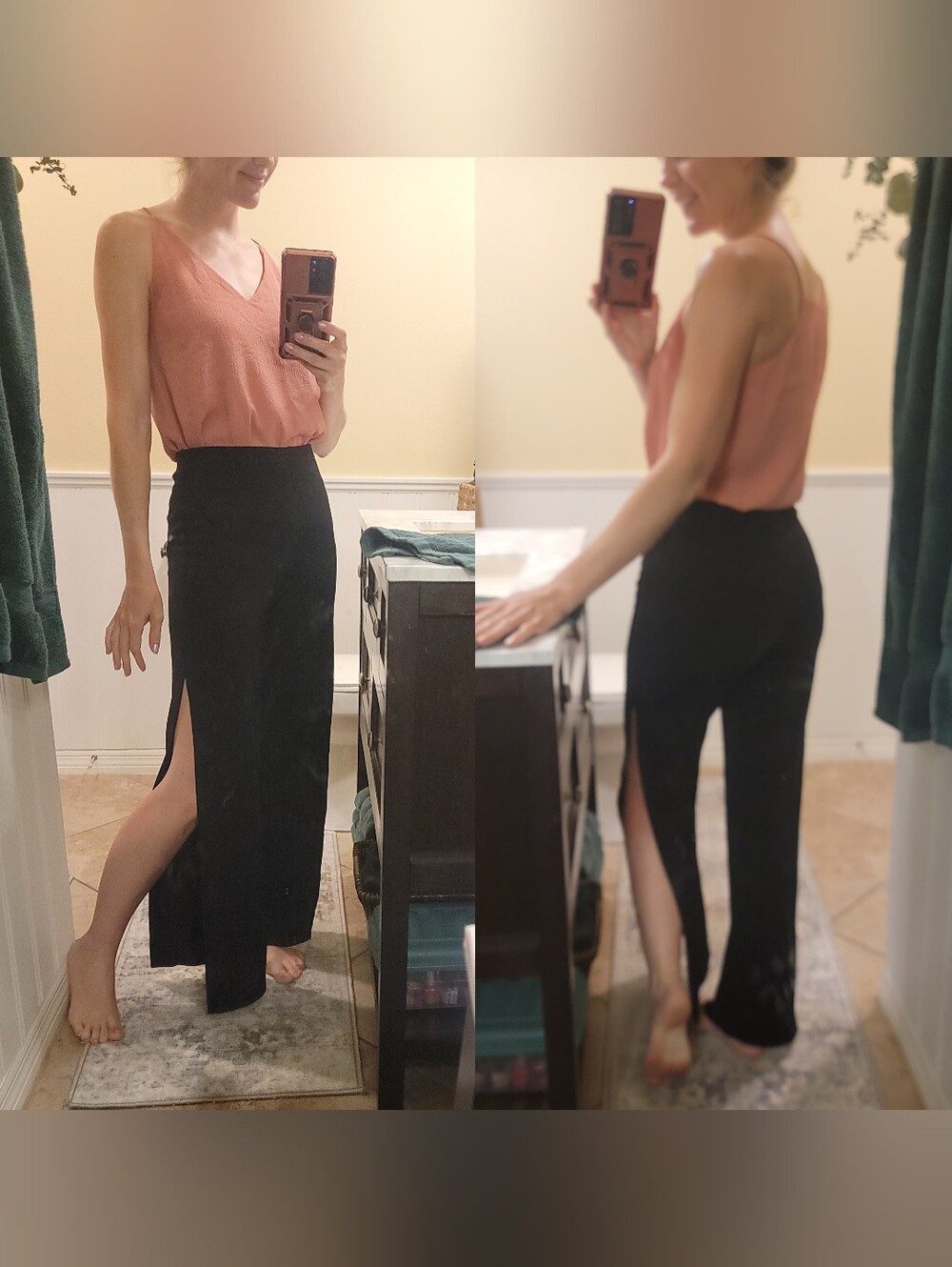 Vintage Cashe Black Split Side - Wide-Leg Pants